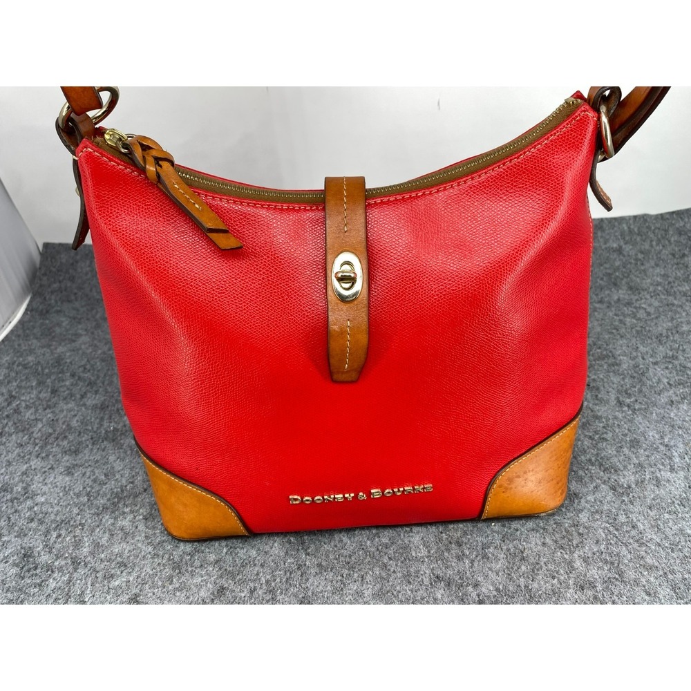 Dooney & Bourke Claremont Red Pebbled Leather Shoulder Bag Medium Vintage